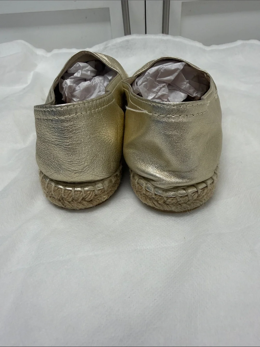 Maypol Metallic Gold Espadrille Slip-Ons for Women